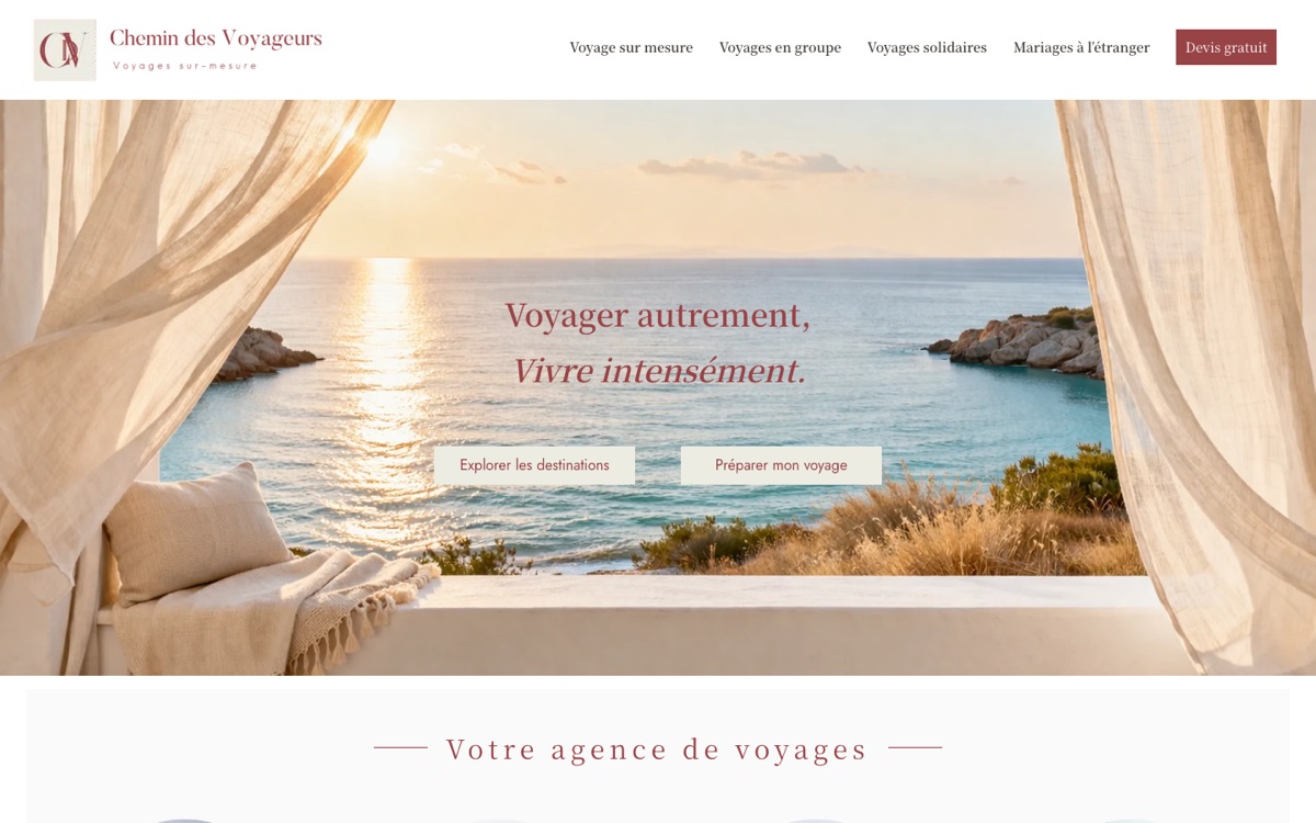 Site internet du travel designer Chemin des Voyageurs