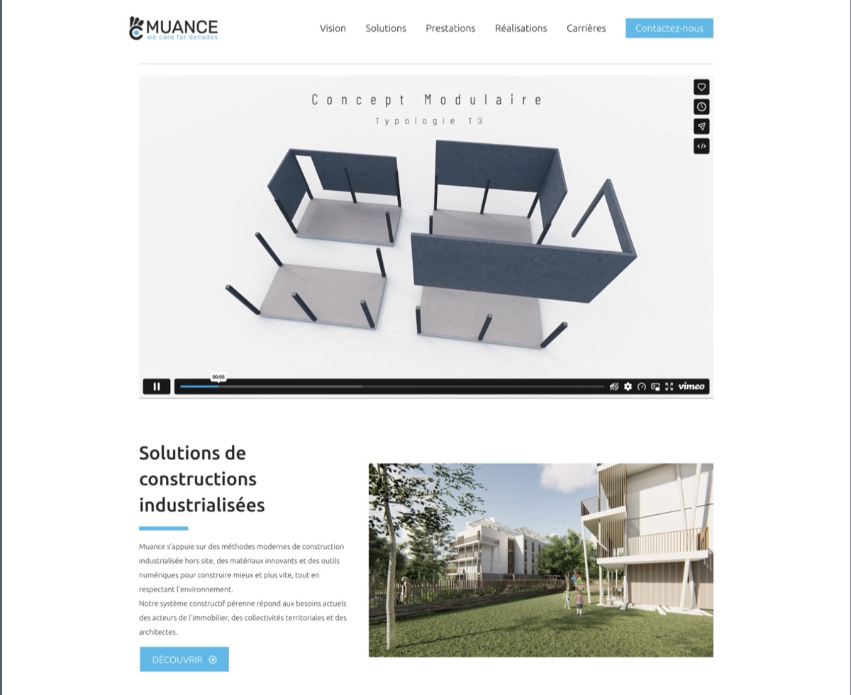 Page d'accueil du site internet de Muance Habitat
